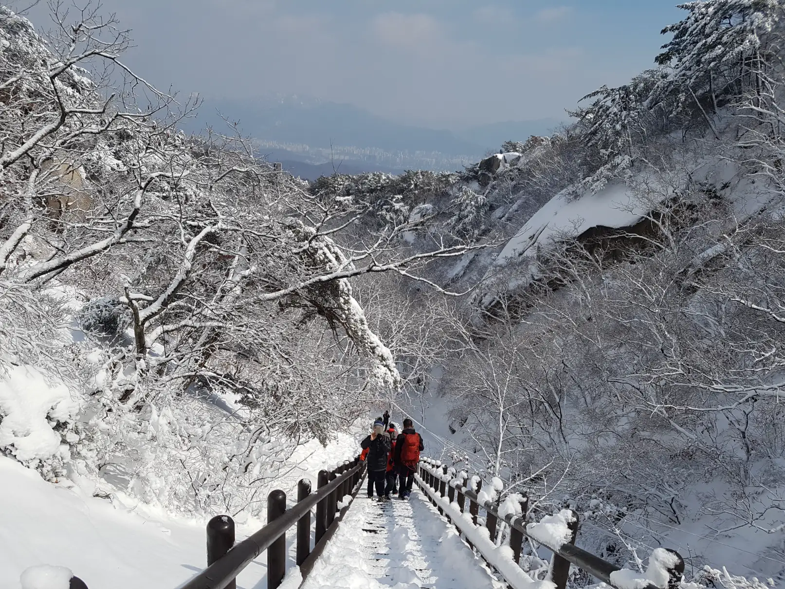 Baegundae Summit hiking in winter